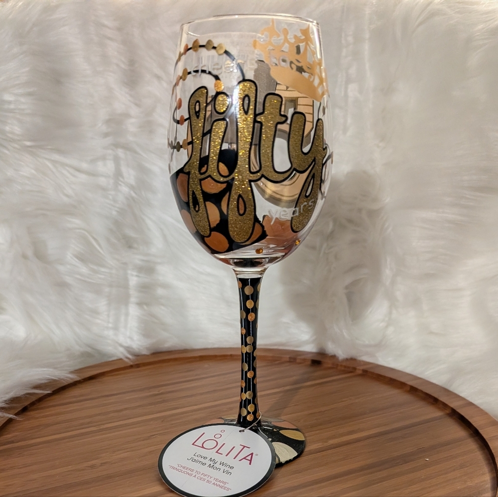 ☘️ 3/$33 Lolita "Cheers to 50 Years" Birthday Wine Glass☘️ 3 for $33 ☘️ - Picture 6 of 11